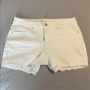 White stretch jean shorts!